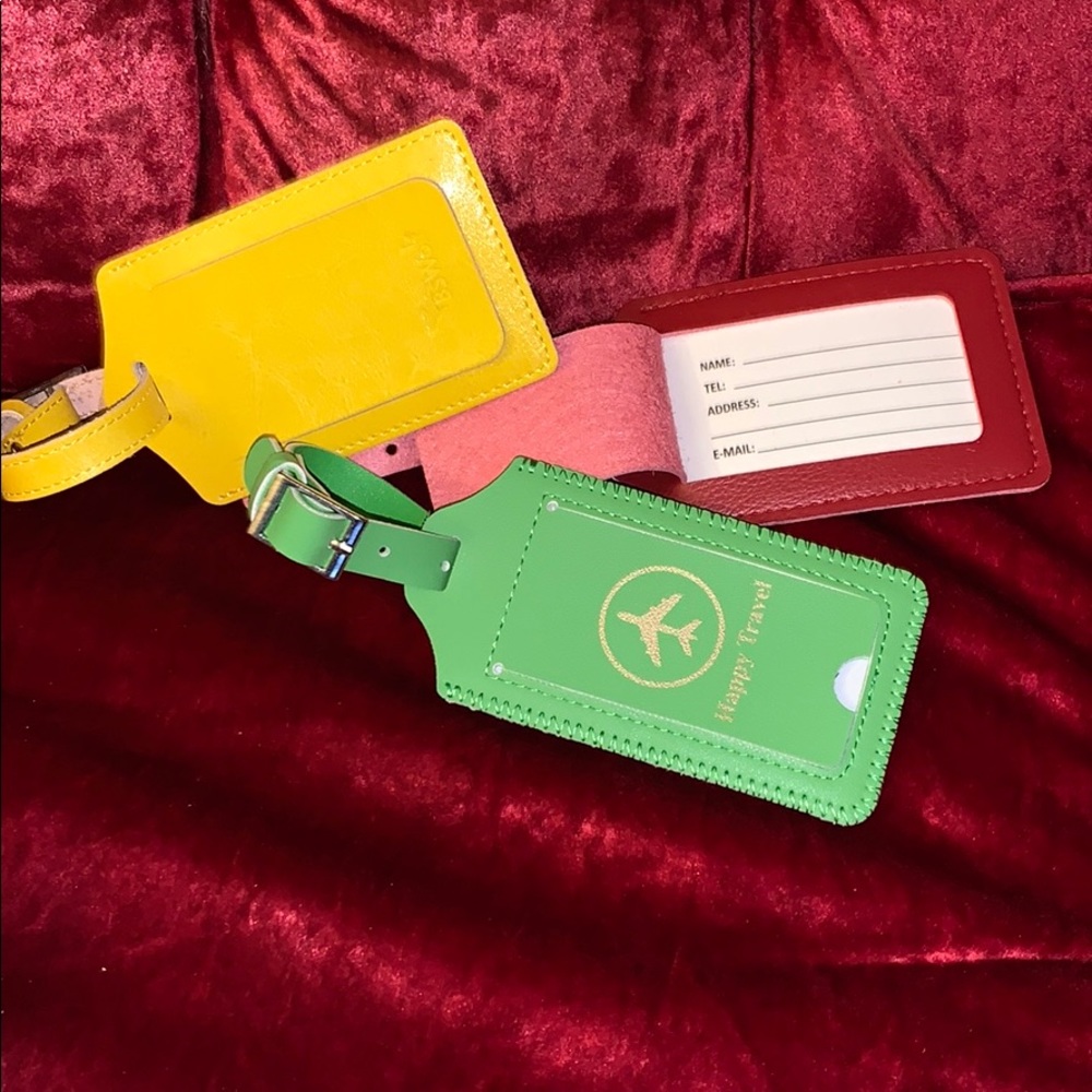 New 4” luggage tags yellow, red or green nice